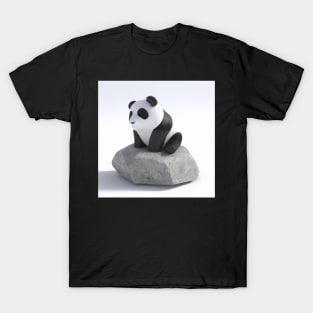 3d cute panda on a rock T-Shirt